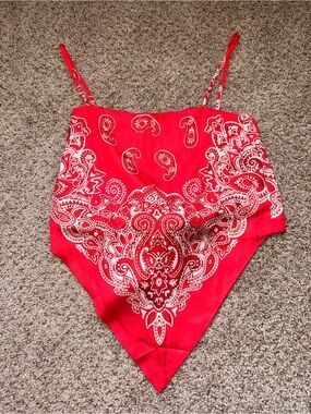 Red Paisley Bandana Top